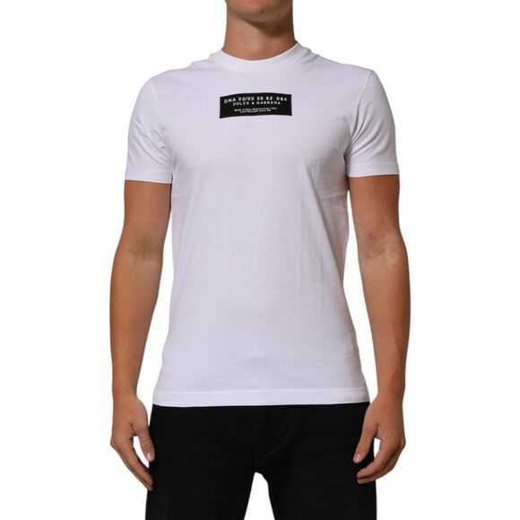 Dolce & Gabbana White Cotton Logo Print Crew Neck Men Men's T-shirt